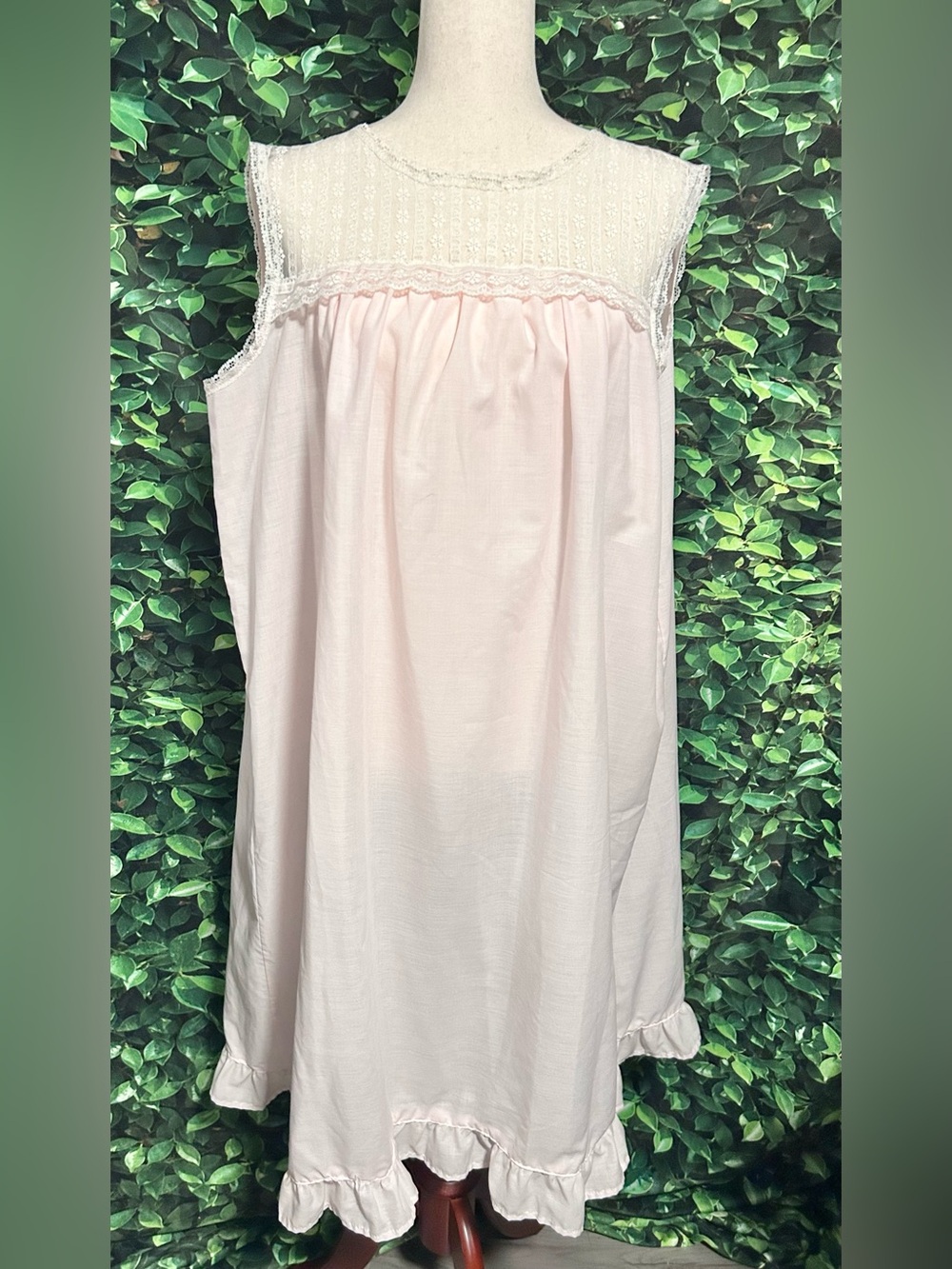 Handmade Long Nightgown Open Back Hospital Nursing Home Light Pink Womens L/XL